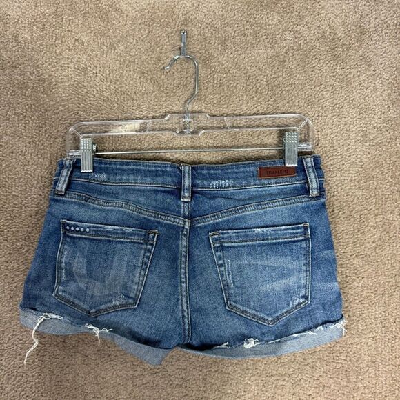 BlankNYC Fulton Jean Shorts Womens Size 26 Blue Distressed Denim 2" Rolled Hem‎ - Picture 8 of 11